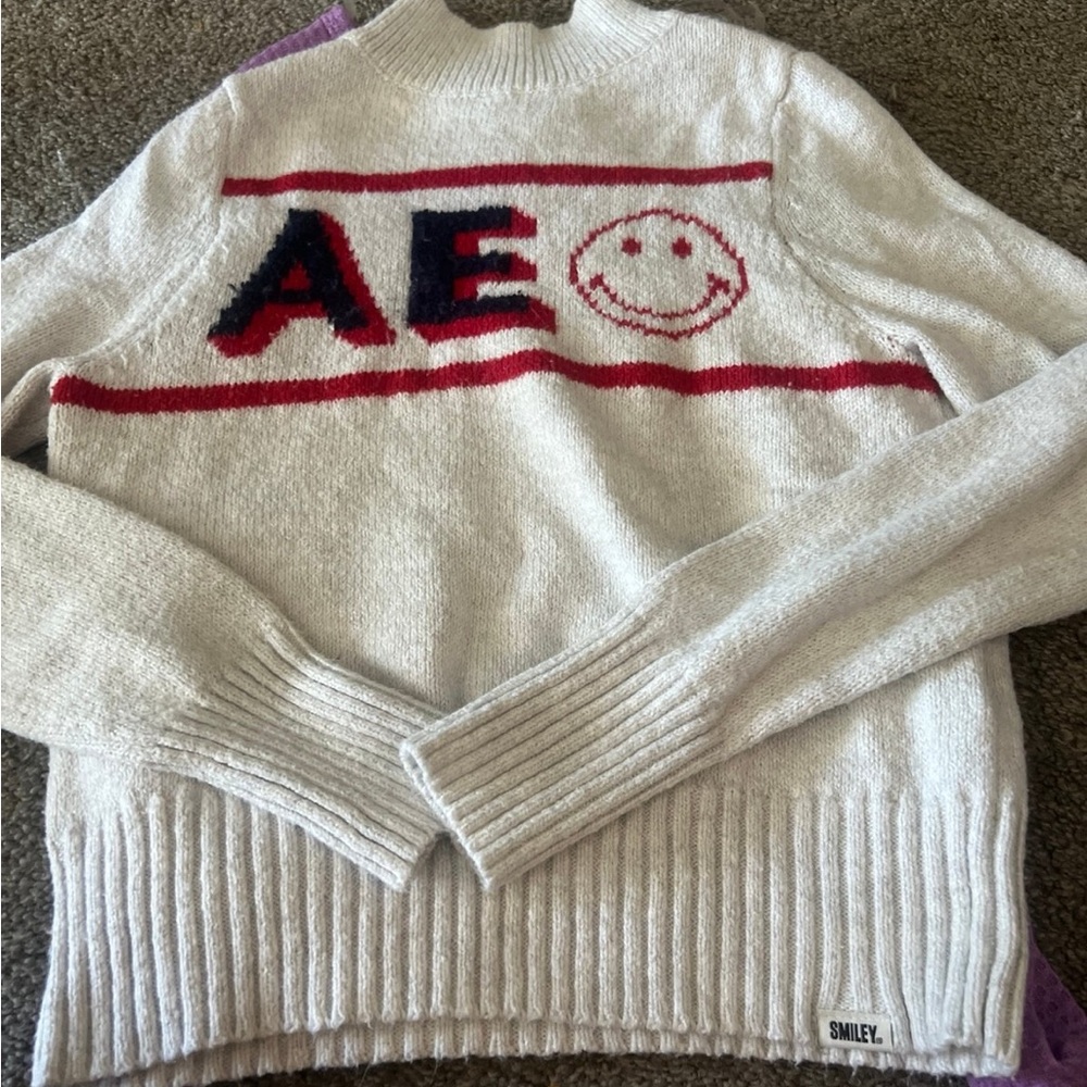 AE Women's Cream Turtleneck Sweater